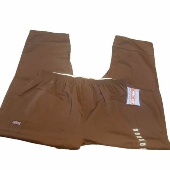 CHEROKEE ELASTIC WAISTBAND 2XL CHOCOLATE SCRUB/UNIFORM PANTS W/TAGS (STYLE 4200) - Picture 1 of 16